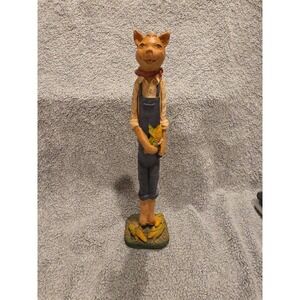 Jim Shore 1992 Vintage Tall Pig Farmer With Ears Of Corn 10.5 Inches Harvest
